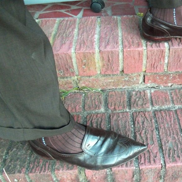 2PR Men's Sheer Brown Thick N Thin with Pattern, Cap Toe Cap Heel Socks - 10 -13 - Picture 6 of 13